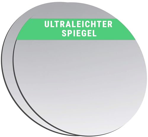 Falkenhorn Handspiegel – doppelseitiger, ultraflacher Acryl-Spiegel rund, ideal für Basteln, Kinder, Deko, DIY, Geldbörse, Kosmetik, Tasche – 10,0 cm (rund), 2 Stück