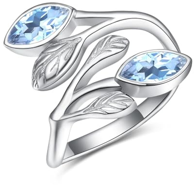 Geburtssteinring 925 Sterling Silber Mondstein Ring Blattring für Frauen Mädchen Finger Leaf Ringe Weihnachten Geschenk