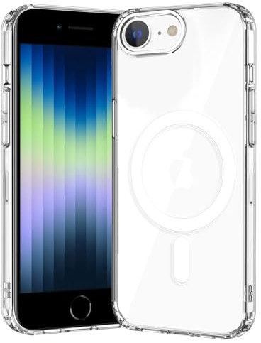 gueche Compatibile con iPhone SE 2022, iPhone SE 2020, iPhone 7, iPhone 8, compatibile con MagSafe Crystal Clear Silicone Phone Cover, per iSE3 2022/SE2 2020/7/8 - Trasparente
