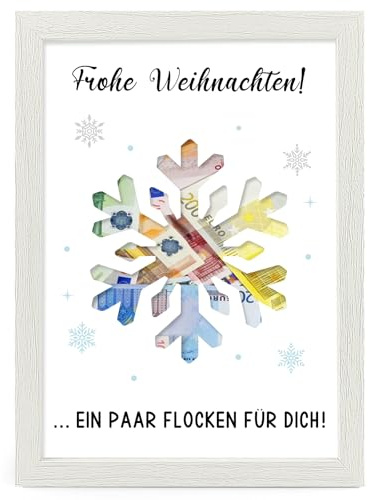 HSDSH Weihnachten Geldgeschenk, Weihnachtsgeld Verpackung, Schneeflocke Geldgeschenke, Frohe Weihnachten Bilderrahmen, Lustige Geschenke für Mann Frau Famile Freund Kollegen