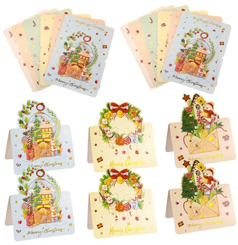 Weihnachtskarten kleine Weihnachtskarte 24 Stück Schöne Merry Christmas Cards Klappkarten Weihnachtskarten für Familie Freunde Kollegen
