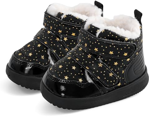 Cheerful Mario 1-5 Anni Stivali Bimba Bimbo Invernali Scarpe primi passi Stivaletti Bambina Bambino Fodera in Peluche Calda Antiscivolo Nero 22 EU