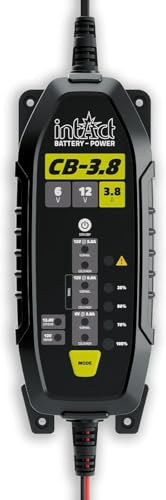 intAct ChargeBox Ladegerät für Autobatterien | 3,8A Batterieladegerät für 6V und 12V Bleisäure- und Lithiumbatterien | Mit Erhaltungsladefunktion und Wiederbelebungsfunktion