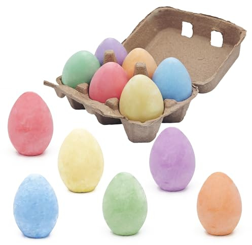 6 Stück Straßenkreide für Kinder, Tafelkreide bunt Eiförmige Kreide Set mit Eierkarton, Waschbare & Staubfreie Ostern Straßenmalkreide für Tafel, Straße, Malen, Schreiben, Outdoor & Indoor, Geschenk
