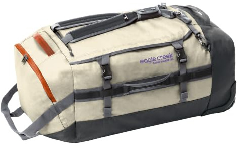 Eagle Creek Cargo Hauler Reisetasche mit Rollen 110L I Mit Rollen für unwegsames Gelände I Extrem robuste Rolling Duffel mit Rucksack-Tragefunktion I 110L Volumen I Silver/Rising Sun