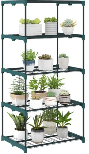 Outsunny Étagère Extérieur pour Plantes 5 Niveaux 67 x 49 x 138 cm Vert | Intérieur et Extérieur, Support de Plantes, Étagère pour Jardin, Balcon, Salon