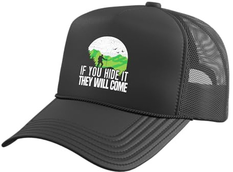 If You Hide It They Will Come Geocacher Geocaching Cache Trucker Hat with Adjustable Mesh Back, Black