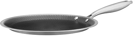 MÄSER Hestia, Crêpe-Pfanne 28 cm, Edelstahl keramikbeschichtet mit Wabenstruktur, Silber/Schwarz