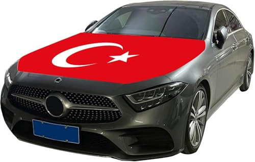 Türkei Flagge Auto, Türkei Flagge Motorhaube, Türkische Flagge-, Türkiye, Motorhauben Fahne Türkei für Auto, Türkische Fan Artikel Türkiye Xxl Bayrak Fußball Em 24 Überzieher