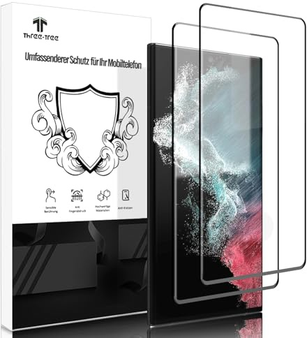 Schutzfolie für Panzerglas für Samsung Galaxy S22 Ultra, 2 Stück Fingerabdruck-ID Unterstützen, 9H Härte Folie, HD Clear Displayschutz Schutzfolie Glas für Galaxy S22 Ultra