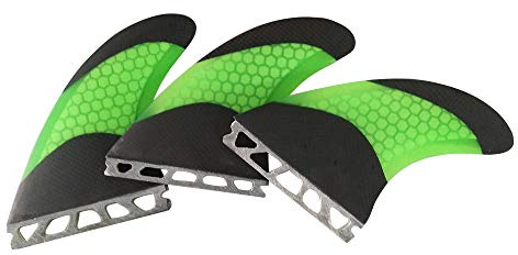 UPSURF Tri Zukunft Flossen Größe L G7 Surfbrett 3 Finnen Carbon + Glasfaser + Honeycomb (Orange/Grün/Weiß), Grün