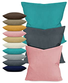 npluseins 2er Pack Kissenhüllen - zeitlos und elegant in Wildleder Optik 1170.1524, ca. 40 x 40 cm, braun