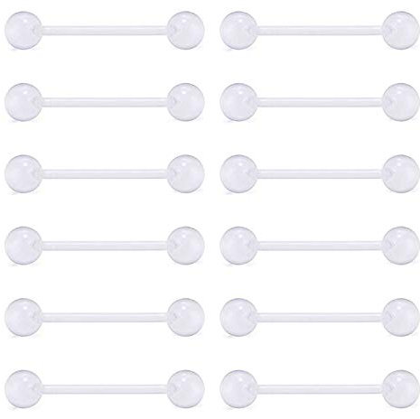 D.Bella Piercing Langue 14G Clair Bioflex Langue anneaux Retenue Mamelon Anneau Mamelon Piercing Téton piercing barbell en plastique