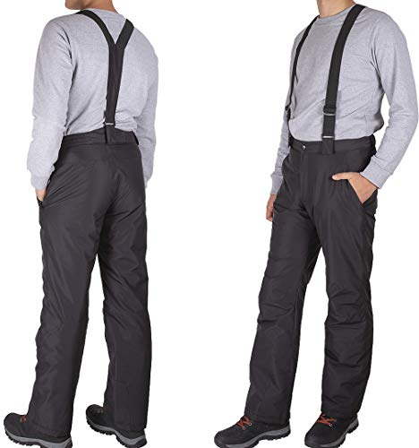 FIRI Skihose mit Hosenträger für Herren Wasserdicht + Winddicht Gefüttert Atmungsaktiv Warme Schneehose Snowboardhose Wintersport (schwarz, 58)
