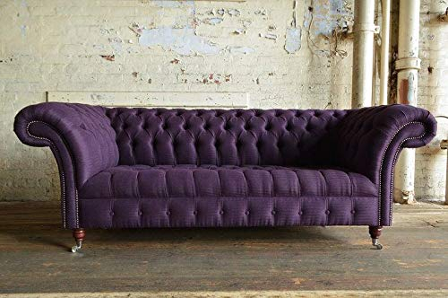 JVmoebel 3 Sitzer Chesterfield Polster Sofas Design Luxus Couch Sofa Leder Couchen Lila