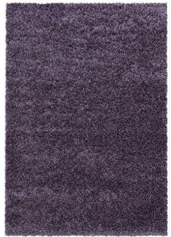 Teppium Moderner Hochflor Teppich Wohnzimmer 120 x 170 cm Violett - Shaggy Flauschiger Teppich, Extra Weich, Pflegeleicht und Einfarbig - für Schlafzimmer, Küche und Esszimmer