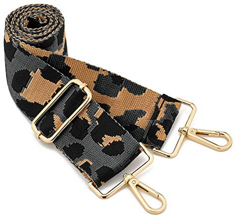 ZOUIQSS Damen Goldfarbene Bunter Schultergurt längenverstellbarer breiter Tragegurt Schultergurt für Handtaschen 3.8cm breit 73-125cm-Schultergurt für Handtaschen((5CM) Leopard10)