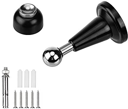 Lizavo DS-002 Stainless Steel Soft-Catch Magnetic Door Stop in Flat Black, Wall Mount (Black 2 Pack)