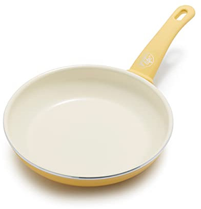 GreenLife Soft Grip Healthy Ceramic Nonstick, 8 Frying Pan Skillet, PFAS-Free, Dishwasher Safe, Yellow