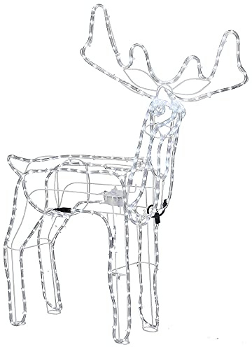 SPRINGOS LED Rentier ca. 95 cm Lichtschlauch Lichtfarbe Kaltweiß Rahmen aus Metall (Kaltweiß, Länge: ca. 95 cm)