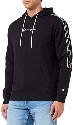 Champion Herren American Tape - Fall Fleece Hooded Sweatshirt, Schwarz, L