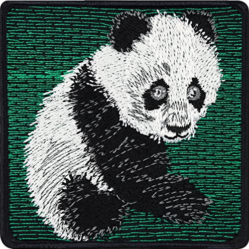 Panda Baby Aufnäher Pandabär China Wildlife Aufbügler Gesticktes Kunstwerk Save The Earth Emblem Geschenke Kinder Artenschutz Umweltschutz Naturfreunde Bügelbild zum annähen/aufbügeln - 70x70mm