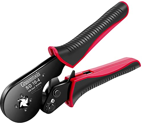 Pinza a crimpare per ghiere, utensili a crimpare 0,08-16 mm²/AWG 28-5, pinza a crimpare per fili, pinza a crimpare a cricchetto autoaggiustabile, pinza a crimpare per ghiere da 16 mm²