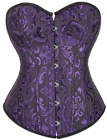 Grebrafan Medieval Night Out Renaissance Corset Bustier Top (UK(6-8) S, Black Purple)