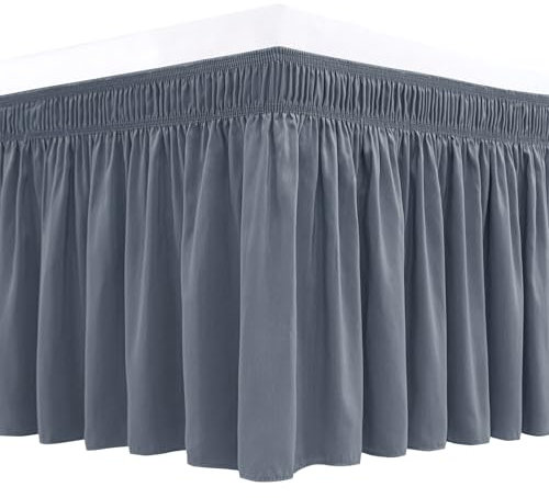 Biscaynebay Cache-sommier pour très grand lit et très grand lit californien, hauteur de 40,6 cm, gris foncé, volants élastiques réglables, anti-poussière, facile à installer, résistant aux plis et à