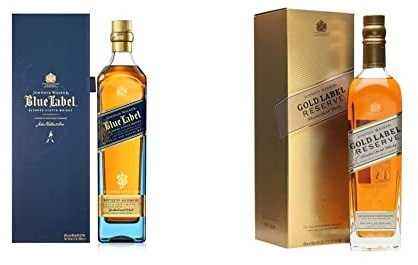 Johnnie Walker Blue Label Blended Scotch Whisky 70cl with Gift Box & Walker Gold Reserve Blended Scotch Whisky 70cl