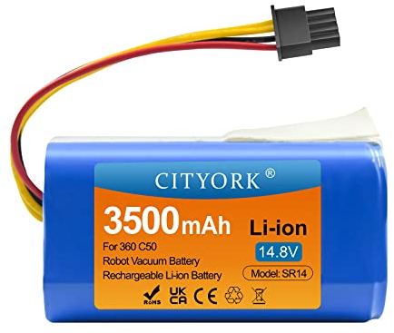 CITYORK 3500mAh Li-Ion Batería de Reemplazo para 360 C50 Robot Aspirador 14,8V