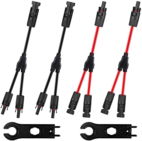 Solarpanel Stecker, Vegena Photovoltaik Steckverbinder Y-Stecker, 2 Paar Solarstecker Männlich Weiblich Solarpanel Kabelstecker IP67, Solar Panel Kabel Anschlüsse Stecker mit Schraubenschlüssel