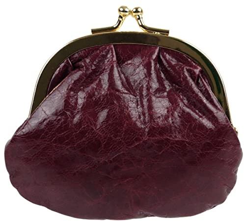 Oakridge Leather Ladies Compact Soft Clasp Coin Purse - Cherry