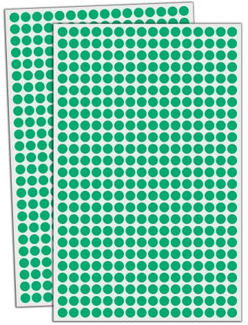 6000 Stück, 8mm Klebepunkte Runde Punktaufkleber Etiketten Markierungspunkte - Grün