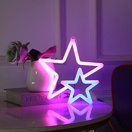Aomeijia LED Star Neon Campaign, battery or USB power supply, for bedroom wall decoration, boy girl birthday gift, festival gift, banquet party decoration bar decoration