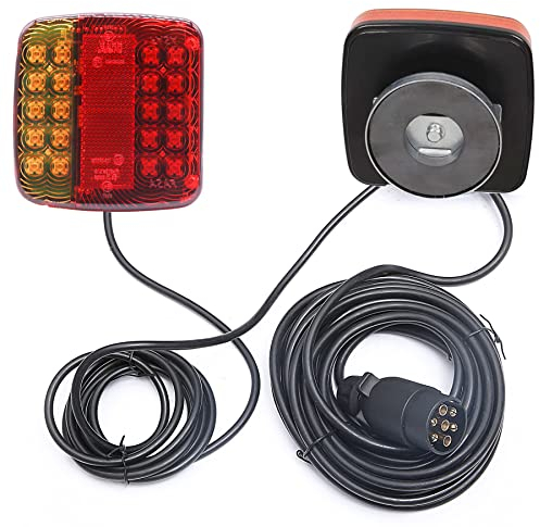 AGRISHOP LED Anhänger Rückleuchten Beleuchtung mit Magneten - 12V, 5Funktionen, E-Mark, 7-poliger Stecker, 7,5m Kabel, Magnetische LED Rücklichter für Anhänger, KFZ, PKW, Wohnwagen