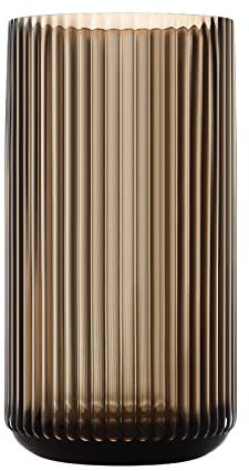 Dinyeo Grand vase cylindrique en verre nervuré marron pour décoration de table de salle à manger