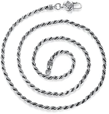Epinki Halskette 925 Silber, Six Words Mantra Anhänger Halskette Männer Silber für Herren Damen, Gothic Halskette, Echtschmuck