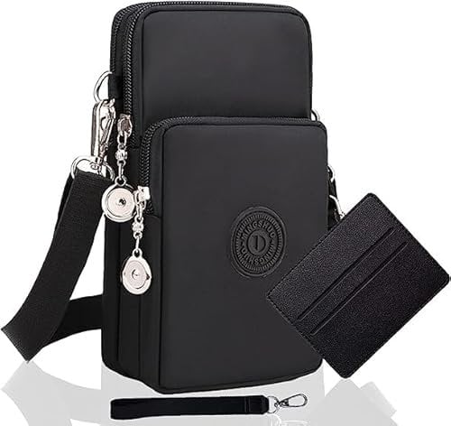 INBOLM Crossbody Women's Nylon Shoulder Bag - Small Phone Bags for Mobile, Black, Crossbody Clutch Wallet Purse