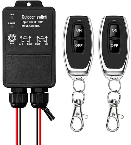 DieseRC Impermeabile interruttore con telecomando DC 8V-80V 30A relè per luci a distanza posizione umida Cantiere all'aperto Area Luce Pompa acqua Fattoria irrigazione Giardino Garage Magazzino