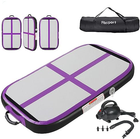FBSPORT Airtrack Matte, 10cm Hoch Verdicken 60CM Tumbling Matte,Gymnastikmatte mit Luftpumpe,Trainingsmatte mit Tragetasche,Turnmatte für Zuhause, Outdoor,Yoga