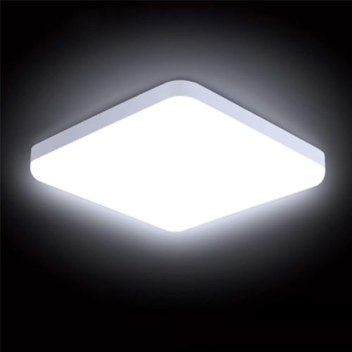 Chao Zan LED Deckenlampe 30W, LED Deckenleuchte IP44, 6000K weißes Licht,Badlampe Decke, für Bad Schlafzimmer Flur Küche Wohnzimmer Balkon (Quadratisch, 30W)