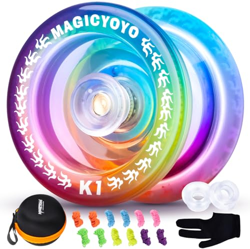 YOSTAR JoJo K1 Responsive Yoyo Kinder, Trick JoJo Profi Kristall Jo Jo für Kinder, Professionelles Yoyo Automatische Rückkehr Yo Yo für Anfänger, mit 12 Schnur, Case, Handschuh
