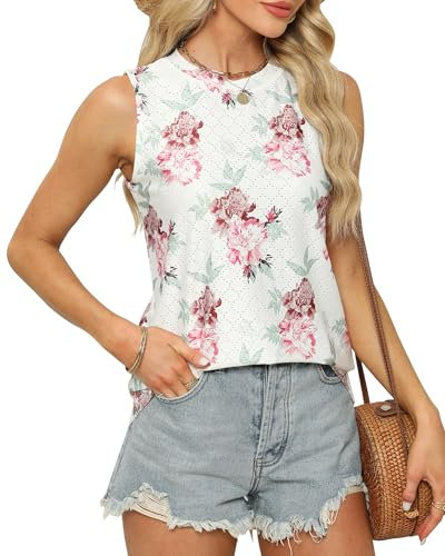 BellaDila Femmes Œillet Chic Sans Manches Débardeur Ample Col Rond Top Printemps Été Blouses Chemises 2025