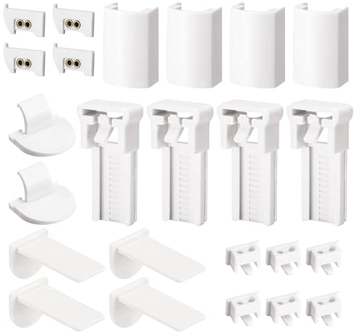 Jemey 24 Stück Selbstklebenden Plissee Klemmträger, Plissee ideal zum Fixieren, Plissee Ersatzteile Klemmträger Ohne Bohren, Verstellbar Plissee Klemmfix Halterung für Plissees (4 Set)
