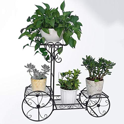 Soporte De Flores De Hierro Forma De Bicicleta Cuarto Piso Negro Blanco Sala De Estar Interior Y Exterior Decoración De Balcón Estante para Macetas (Color: Negro, Tamaño: 77 * 68 cm)