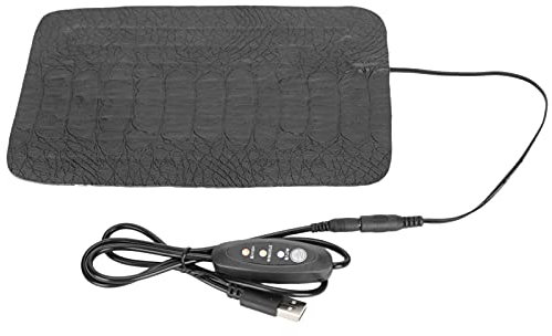 flexman Reptilien Heizkissen, USB wasserdichte PU Leder Heizmatte, 3 Stufige Temperaturanpassungs Heizkissen für Eidechsen, Schlangen, Schildkröten (S: 19.5x11x10.5cm/7.7x4.3x4.1in)
