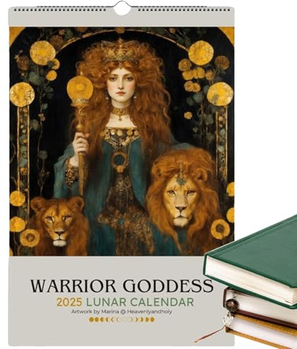 Goddess 2025 Moon Phase Kalender, Dark Goddess 2025 Moon Phase Calendar, Black Wall Calendar with Lunar Calendar Planner, Gothic Pagan Home Decor Art Calendar for Greek mythology Lovers