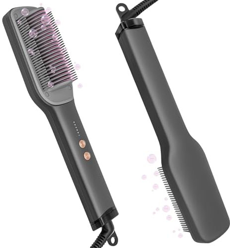 Luvan Haarglätter Bürste, 2000 Ionen Haarglättungskamm, 5 Gang 20 Sekunden schnelles Aufheizen Dual Voltage Haarglättungsbürste, lockiges Haar spezieller Anti Eisen Flacheisen Kamm