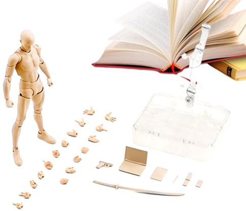Actionfiguren-Set – Zeichenpuppenmodell-Set, hochwertiges SHF-Actionfiguren-Modell für Männer und Frauen, Hautfarbe Grau und Schwarz mit Waffen, Luxus-Version